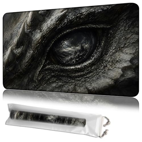 MTG Playmat with Storage Bag, Elder Dragon Gaze, 24 x 14 Inch Stitched Non Slip Rubber Trading Card Game Mat, 2mm Thick Tabletop Mat for Card Games - color: Ancient Dragon Gaze, size: 24L x 14W inches