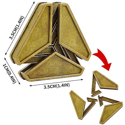 Brain Teaser Puzzles- 3 PCS Metal Puzzles Kit Metal Cast Puzzle Games Toys | Unlock Interlock Puzzles Box Mind IQ Logic Test Disentanglement Games Toys for Adults School WP140A - color: Golden Puzzle, size: 3PCS (Gold)