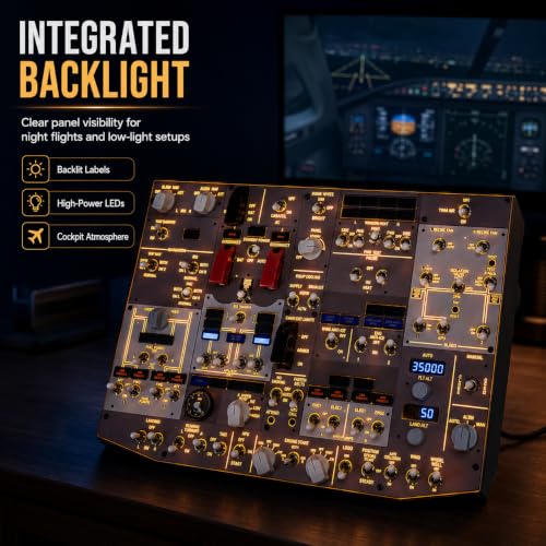 XMalNexity B107 B737 Flight Simulator Overhead Panel for MSFS 2020 2024 Xplane 12, Backlit Aluminum Housing OVHD with Auto-Return Switches, Compatible with PMDG ZiboMod iFly, Home Cockpit