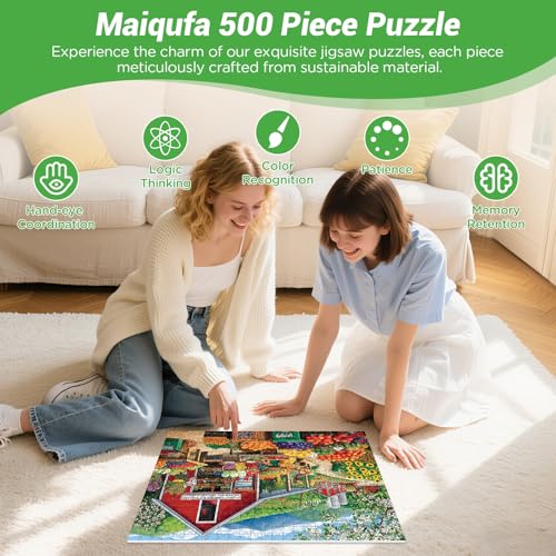 500 Piece Puzzles for Adults,Fruit Market Jigsaw Puzzle for Adults Teens Seniors,Country Life Puzzle 500 Piece,Farm Scenery Puzzle with Letters on Back,Fun Family Game Birthday Party Gift 20.5 * 15 in - style: Fruit Market