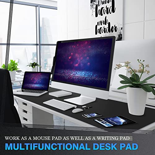K KNODEL Large Office Leather Desk Mat, Mouse and Keyboard Pad, Computer and Laptop Mat, Desktop Protector and Cover, Writing Pad and Blotter (47.2"x23.6", Black) - color: Black, size: 47.2" x 23.6"
