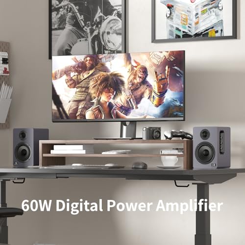 H2 Bookshelf Speakers, 60W Stereo, Record Player/Computers Speakers, DSP, Carbon-Fiber Woofer, Silk Tweeter, Optical/USB-C/AUX, Bluetooth 5.3, Slate Blue - color: slate blue