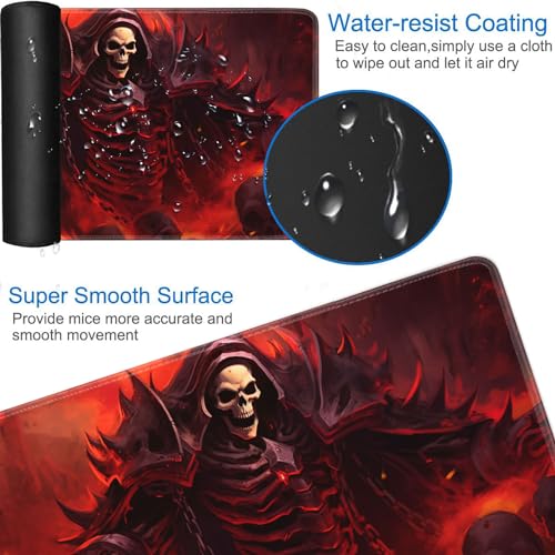JVGFYNKL MTG Playmat + Drawstring Travel Pouch + 6 Dice Counter, for Tabletop Trading Card Game Playmats or Large Mouse Pad, Anti-Slip Rubber 24 x 14 in, King of Skeletons TCG Playmat - color: JV-Playmat-1-F-154