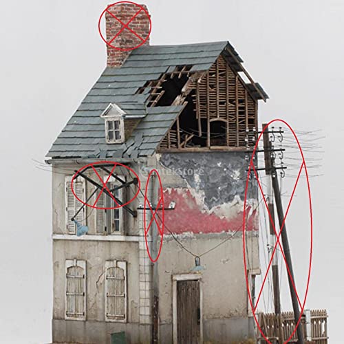 Harilla Unpainted 1/35 Building Model Kits Ruins House Scenery Diorama for Landscape