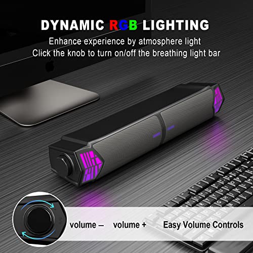 Smalody RGB Computer Speakers Bluetooth 2-in-1 PC Gaming Monitor Soundbar | Detachable 2-in-1 design with RGB light effects. USB powered with dual connection modes, perfect for gaming PC and desktop.