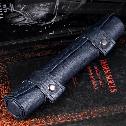 Cusdie 2 in 1 Dice Rolling Mat & Zippered Dice Holder Dice Tray- Compatible with DND Polyhedral Dice (Leatherette-Dark Blue) - color: Leatherette-dark Blue