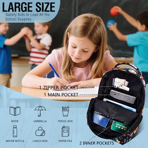 Baseball School Backpack for Kids Boys Ice Cream Sports Baseball Backpack for Girls Boys Children Elementary Middle School Students Bookbag Travel Back Pack - color: Ice Cream Baseball