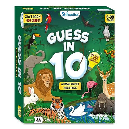 Skillmatics Guess in 10 Animals Megapack, Trivia Card Game for All Ages | Perfect for Boys, Girls, Kids, Teens, Adults Who Love Animal Card Games, Trivia, Travel Games, Gifts for Ages 6 & Up - style: 9. Animal Planet Mega Pack