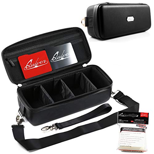 Quiver Time Black Bolt Card Carrying Case fits PM Cards and other TCG Games - Storage Bag for Playing/Trading Cards and Deck Box (Straps, Dividers & 100 Apollo Card Sleeves) - color: Black, size: Bolt Card Carrying Case