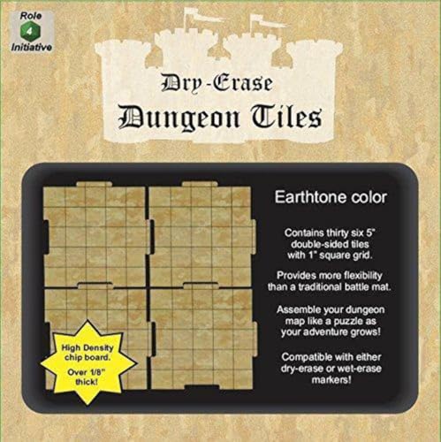 Role 4 Initiative Dry Erase Hexagon Dungeon Tiles - Pack of 33 Six Inch Tiles