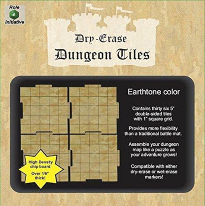 Role 4 Initiative Dry Erase Hexagon Dungeon Tiles - Pack of 33 Six Inch Tiles