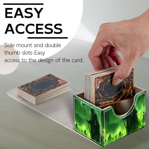 Trading Card Storage Box, Holds 100+ for MTG Cards, PU Leather with Magnetic Closure, Gothic Green Skeleton Durable Deck Box for Magic the Gathering, Trading Card Games - color: Gothic Green Skeleton