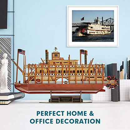 CubicFun 3D Puzzle Mississippi Steamboat Model Kit Gift for Kids and Adults, 142 Pieces - style: 1/100 Mississippi Steamboat