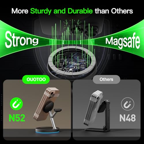 【Adjustable Blue Ambient Light】 Wireless Charger 3 in 1 for iPhone, Magnetic Charging Station for Apple Family,15W Fast MagSafe Charger Stand,for iPhone17-12-iWatch AirPods Series - color: Black