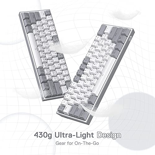 Redragon K617 Fizz 60% Wired RGB Gaming Keyboard, 61 Keys Hot-Swap Compact Mechanical Keyboard w/White and Grey Color Keycaps, Linear Red Switch, Pro Driver/Software Supported - color: Grey