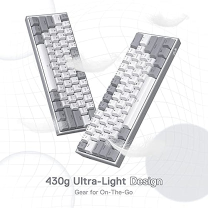 Redragon K617 Fizz 60% Wired RGB Gaming Keyboard, 61 Keys Hot-Swap Compact Mechanical Keyboard w/White and Grey Color Keycaps, Linear Red Switch, Pro Driver/Software Supported - color: Grey
