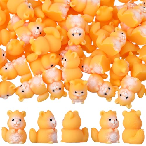 Seenelling 50 Pcs Mini Hamster Figures Bulk Resin Miniature Tiny Animals Figures Small Little Cute Hamster Home Decor for Cake Toppers Garden Decor Birthday Gift - style: Hamster