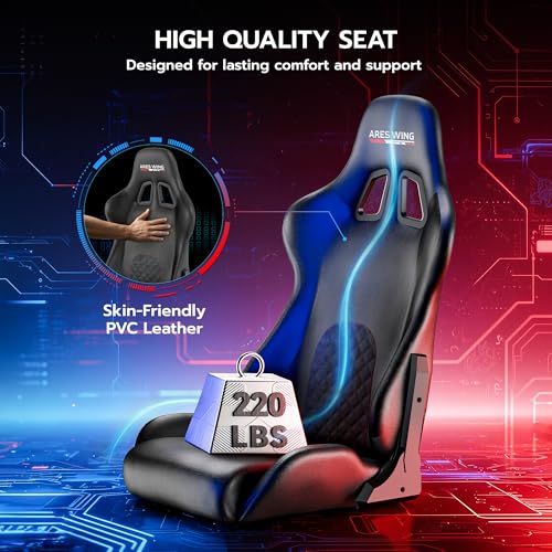 ARES WING Sim Racing Cockpit with Seat - Universal Cockpit Stand | Compatible with Fanatec, Thrustmaster, Logitech & Moza, for PS5, PS4, Xbox and PC, Not Included Wheel,Pedals & Shifter