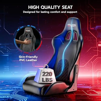 ARES WING Sim Racing Cockpit with Seat - Universal Cockpit Stand | Compatible with Fanatec, Thrustmaster, Logitech & Moza, for PS5, PS4, Xbox and PC, Not Included Wheel,Pedals & Shifter