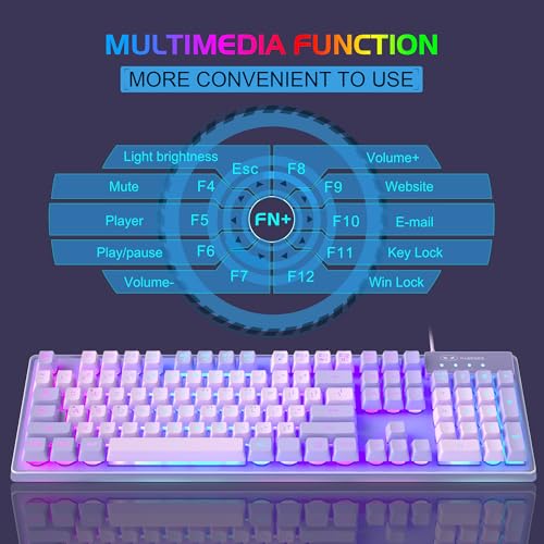 Gaming Keyboard and Mouse Combo, K1 RGB LED Backlit Wired Keyboard with 104 Key Computer PC Gaming Keyboard for PC/Laptop (Purple) - color: K1 violet