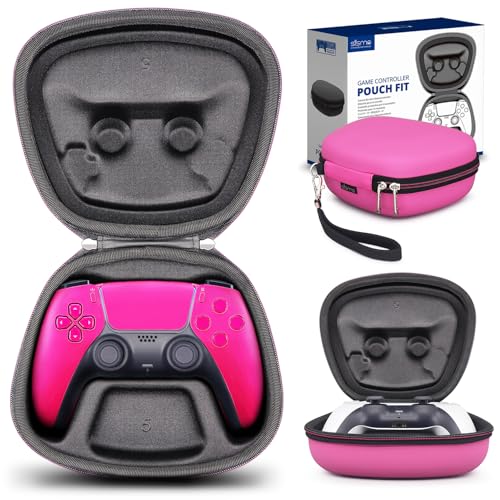 Carry Case Compatible with PS5 DualSense Wireless Controller, PlayStation 5 Controller Holder Travel Safekeeping Protective Case Storage Bag - color: Pink