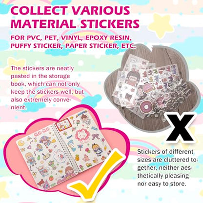 SUNEZLGO Reusable Sticker Book 60 Sheets, Sticker Collecting Book Album, Reusable Sticker Album,Sticker Organizer,Blank Sticker Book for Adults Children,Sticker Keeper Book with Tweezer and Spatula,A5 - color: Transparent
