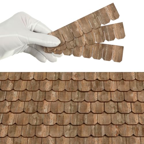 Miniature Roof Shingle Strips for 1:12 Scale Dollhouse Roofing | Set of 25 Strips, REDUCIO! - color: Amber Wood