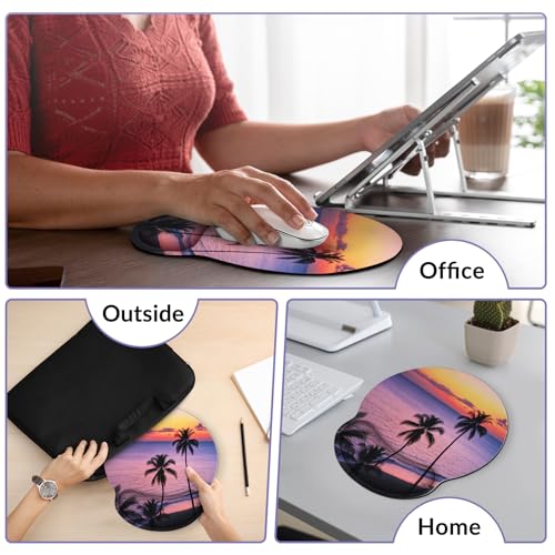 KONVINIT Ergonomic Mouse Pad with Wrist Rest, Small Mousepad with Non-Slip Rubber Base and Smooth Surface, Sunset Mouse Pads for Desk, Office Desk Accessories - color: Sunset