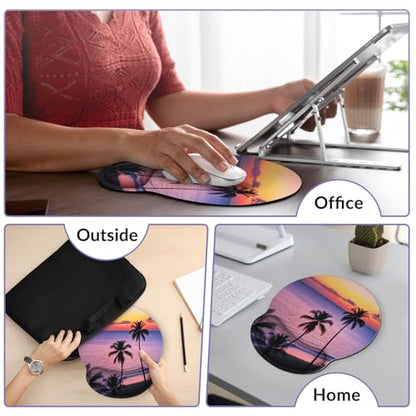 KONVINIT Ergonomic Mouse Pad with Wrist Rest, Small Mousepad with Non-Slip Rubber Base and Smooth Surface, Sunset Mouse Pads for Desk, Office Desk Accessories - color: Sunset