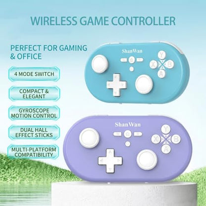 ShanWan wireless handheld controller, suitable for Switch/Switch 2/Android/iOS/PC/Steam Deck/phone, 1000Hz polling rate, with custom keyboard mode for Procreate drawing Bluetooth controller/6-axis gyroscope/vibration (blue) - color: blue