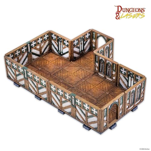 Dungeons & Lasers: Tudor Mansion Miniature Terrain Set – Unpainted by Archon Studios - Compatible with DND and Other Tabletop RPG Games