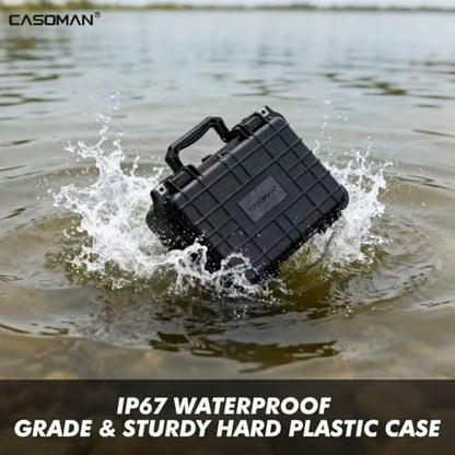 CASOMAN Water-proof and Dust-proof Protective Sturdy Plastic Storage Case with Cush-Proof Sponge and Customizable Foam, IP67 Water Proof Grade, 13.4" X 11.6" X 6" - size: 13.4" X 11.6" X 6"