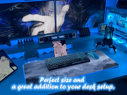 JMIYAV White RGB Gaming Mouse Pad 31.5x12 Inch PC XL Large Extended Glowing Led Light Up Desk Pad Non-Slip Rubber Base Computer Cute Mousepad Mat Desk Accessories Gaming Setup 94-153 - color: Coldfront