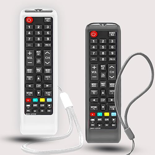 2Pack Case for Samsung TV Remote, Cover for Samsung Remote Control for Smart TV Universal Replacement Silicone Sleeve Skin with Lanyard Glow in The Dark White and Black - color: Black+White