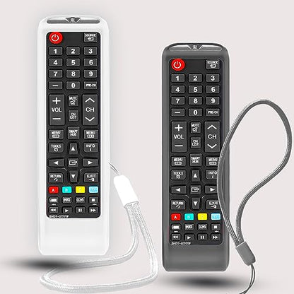 2Pack Case for Samsung TV Remote, Cover for Samsung Remote Control for Smart TV Universal Replacement Silicone Sleeve Skin with Lanyard Glow in The Dark White and Black - color: Black+White