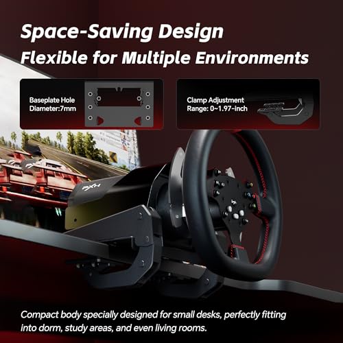 PXN V10 Pro Direct Drive Sim Racing Wheel, 3.2Nm Force Feedback | Servo Motor, 3 Hall-Effect Pedals, 4 Paddle Shifters, for PC, Xbox One, Xbox Series X/S, PS4