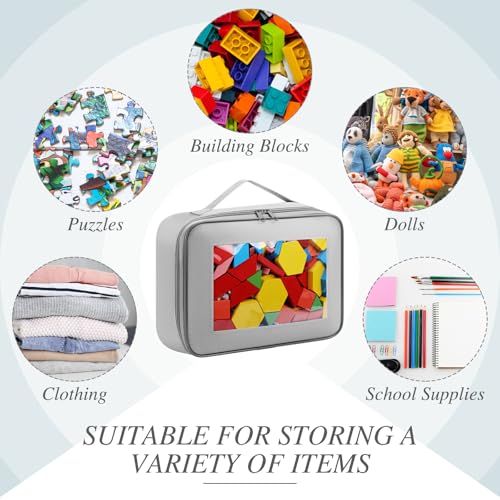 Abbylike 8 Pack Toys Storage Bags with Handle and Clear PVC Window, Classic Bricks Building Set Organization Bags, Car Toy Traveling Carrying Case for Puzzles Board Games Building Blocks(Gray) - color: Gray