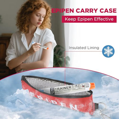 Portable EpiPen Carry Case, Insulated Emergency Medical Bag Maintain Med effectiveness, Fits 1 EpiPen, Asthma Inhaler, Auvi-Q, Allergy Medication, Travel EpiPen Holder for Adults or Kids (2PCS Red) - color: 2PCS Red