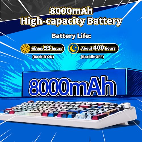 x Aula F99 Pro Mechanical Keyboard, Wireless Gaming Keyboards RGB Backlit Hot Swappable Custom Creamy Bluetooth Computer Keyboard, Tri-Mode BT5.0/2.4GHz/USB-C, Pre-lubed Switches PBT Keycaps | 99 Keys,8000mAh Rechargeable,Hot Swappable Custom,RGB Backlit,