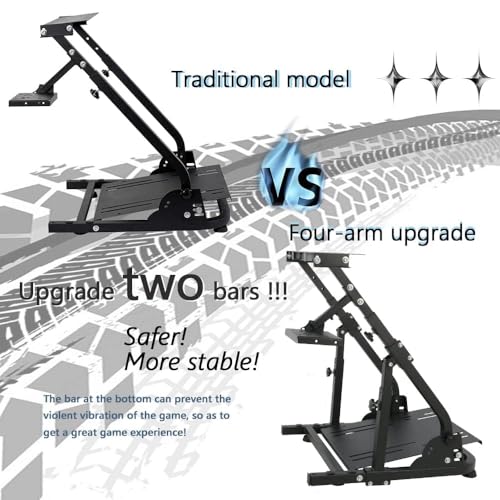 Supllueer Racing Steering Wheel Stand with Double Arm Reinforcing Bar Support Fit for Logitech G25 G27 G29 G920 G923, for Thrustmaster T300RS, Sim Racing Frame,No Wheel Pedal Shift Seat