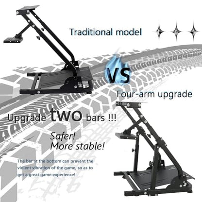 Supllueer Racing Steering Wheel Stand with Double Arm Reinforcing Bar Support Fit for Logitech G25 G27 G29 G920 G923, for Thrustmaster T300RS, Sim Racing Frame,No Wheel Pedal Shift Seat