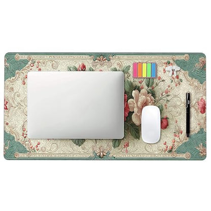 Extra Large European Style Peony Mouse Pad - 35.4 x 15.8 Inches, Soft Fabric Surface with Rubber Non-Slip Base for Precise Mouse Control - color: European Style Peony