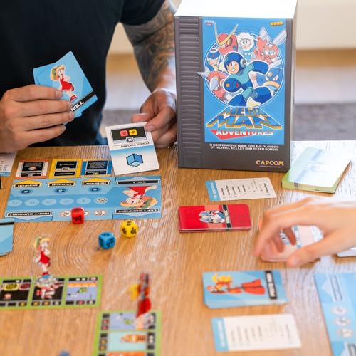 KESS: Mega Man: Adventures - Battle Board Game, Card & Dice Management, Iconic Boss Fights, Cooperative Robot Blasting Action, Ages 14+, 1-4 Players