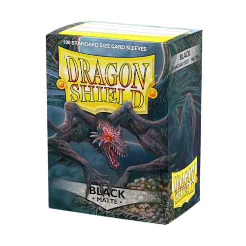 Dragon Shield | Standard Size Card Matte Sleeves | 100 CT - Smooth & Tough Premium TCG Sleeves | Compatible with Pokemon, Flesh & Blood, One Piece & Magic the Gathering | Black - color: Black
