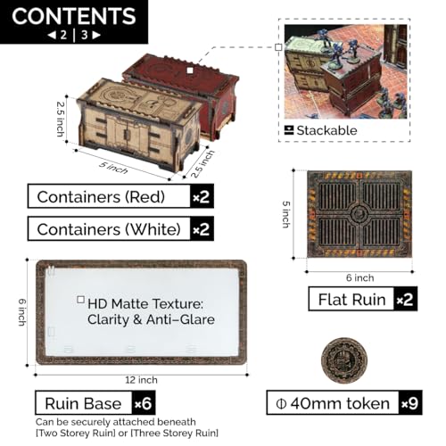 Jucoci Battlezone Creation Kit 9PCS Tabletop Terrain Wargame Terrains Set Compatible with WH40K（Red - color: Red, size: 9 PCS Set