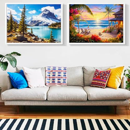 2 Pack Puzzles for Adults 1000 Pieces-Hawaii Beach & Moraine Lake Difficult Jigsaw Puzzles for Adults,Hard Jigsaw Puzzle Decorations DIY Leisure Game Toy Suitable Family Friends(27.5x20 inches) - style: Hawaii Beach & Moraine Lake