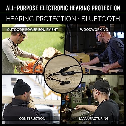 ISOtunes Xtra 2.0 Bluetooth Hearing Protection, OSHA Compliant Work Earbuds | 27 dB NRR, 85 dB volume limit, 11-hour battery, noise-cancelling mic, sound-isolating earplug design - color: Matte Black
