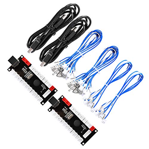Guwarry 2-Player Zero Delay USB Encoder PC to HAPP Joysticks/HAPP Arcade Buttons for PC, MAME, Raspberry Pi, Arcade1Up - Three 5V Power Output for led Joysticks/LED Daisy Chain/LED Arcade Buttons - size: HAP+4.8