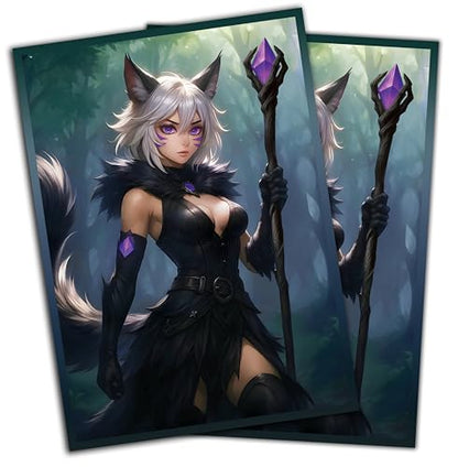 Anime Cat Warlock Card Sleeves 102 Pack – Compatible with MTG & TCGs – Perfect for Y'shtola, Night’s Blessed & Final Fantasy Commander Decks – Premium Card Game Sleeves for Magic - color: Anime Cat Warlock
