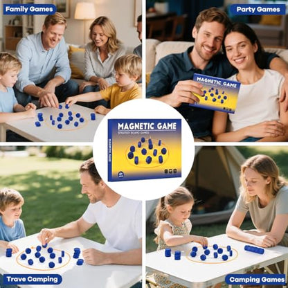 Bameca Magnetic Chess Game with Full-Size Stones, Magnet Game with String | for Family & Party & Travel & Camping, Puzzle Strategy Games, 2 Player Games for Kids & Adults